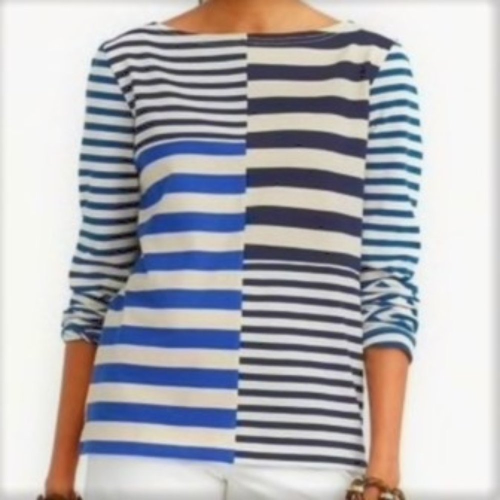 J Crew T Shirt Tee Contrasting Patchwork Striped … - image 2
